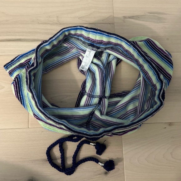 Plush & Lush Stripe Short Shorts Drawstring Waist XS - Picture 10 of 12